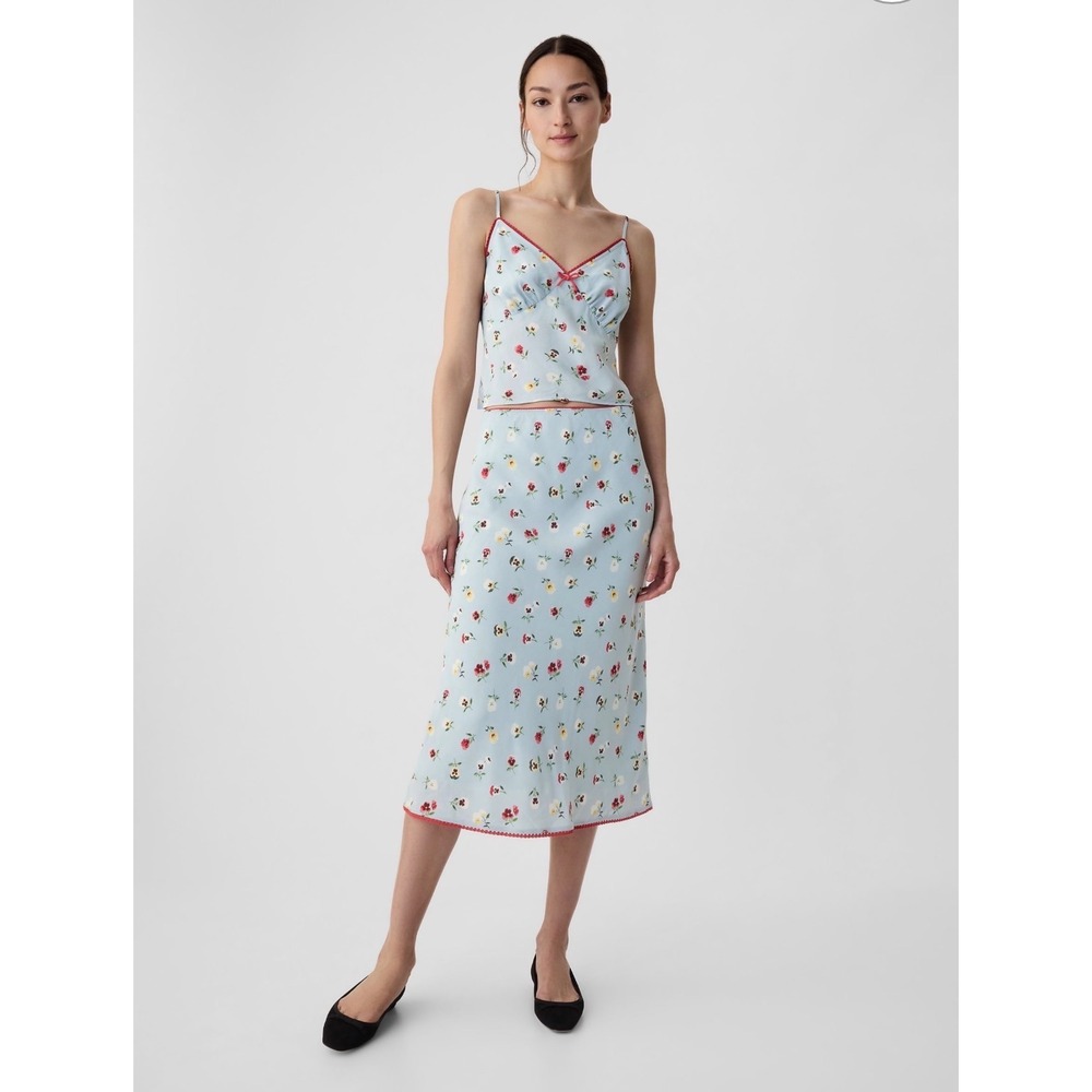 Doen x Gap Floral Midi Skirt Sz S Blue EUC Rare Collab Cottagecore Boho Luxury